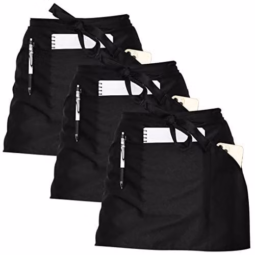Joeji's Black Waist Apron with Pockets, Pack of 3
