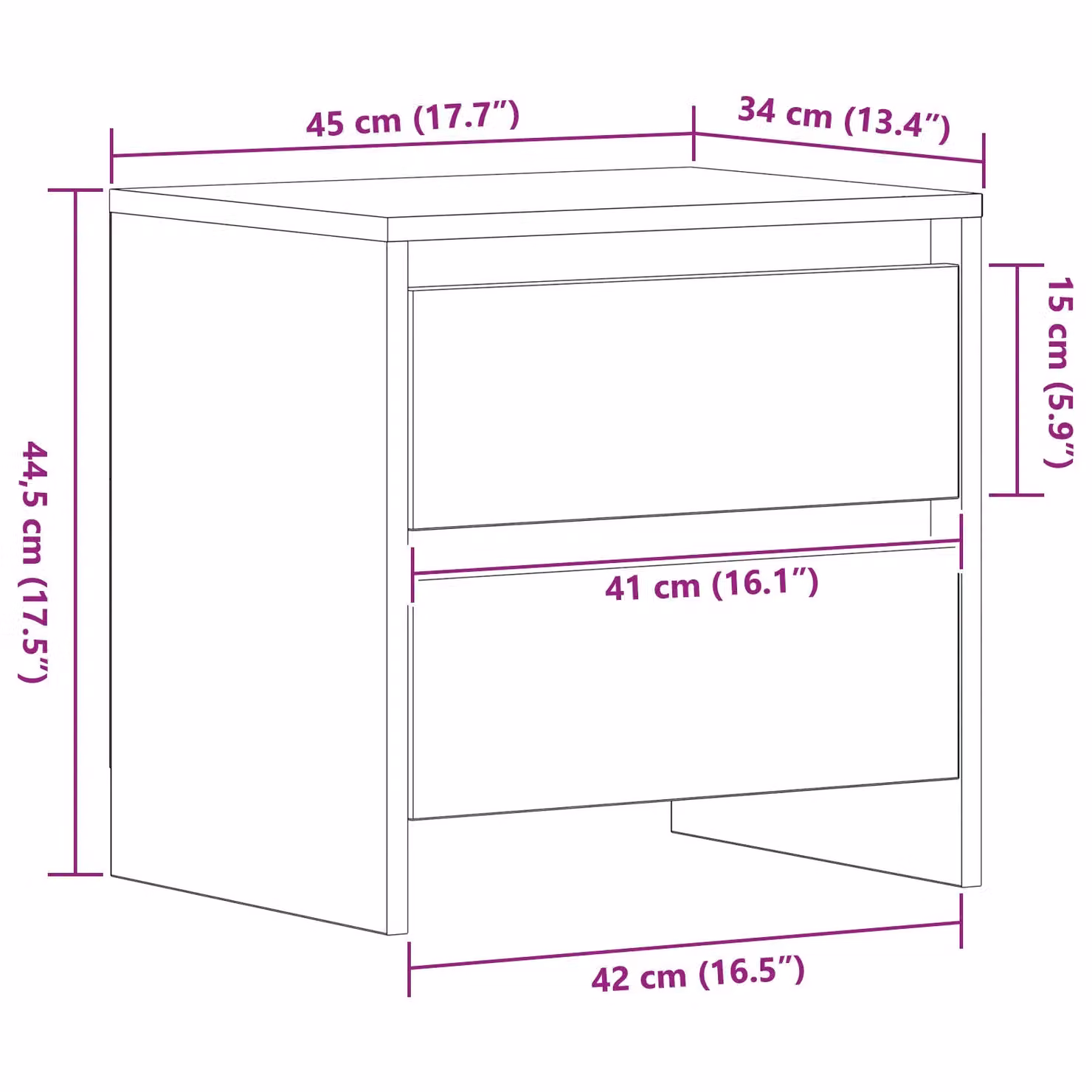 Berkfield Home Artisan Oak Bedside Cabinet in Brown, W/D/H: 45 x 34 x 44.5 cm – 4