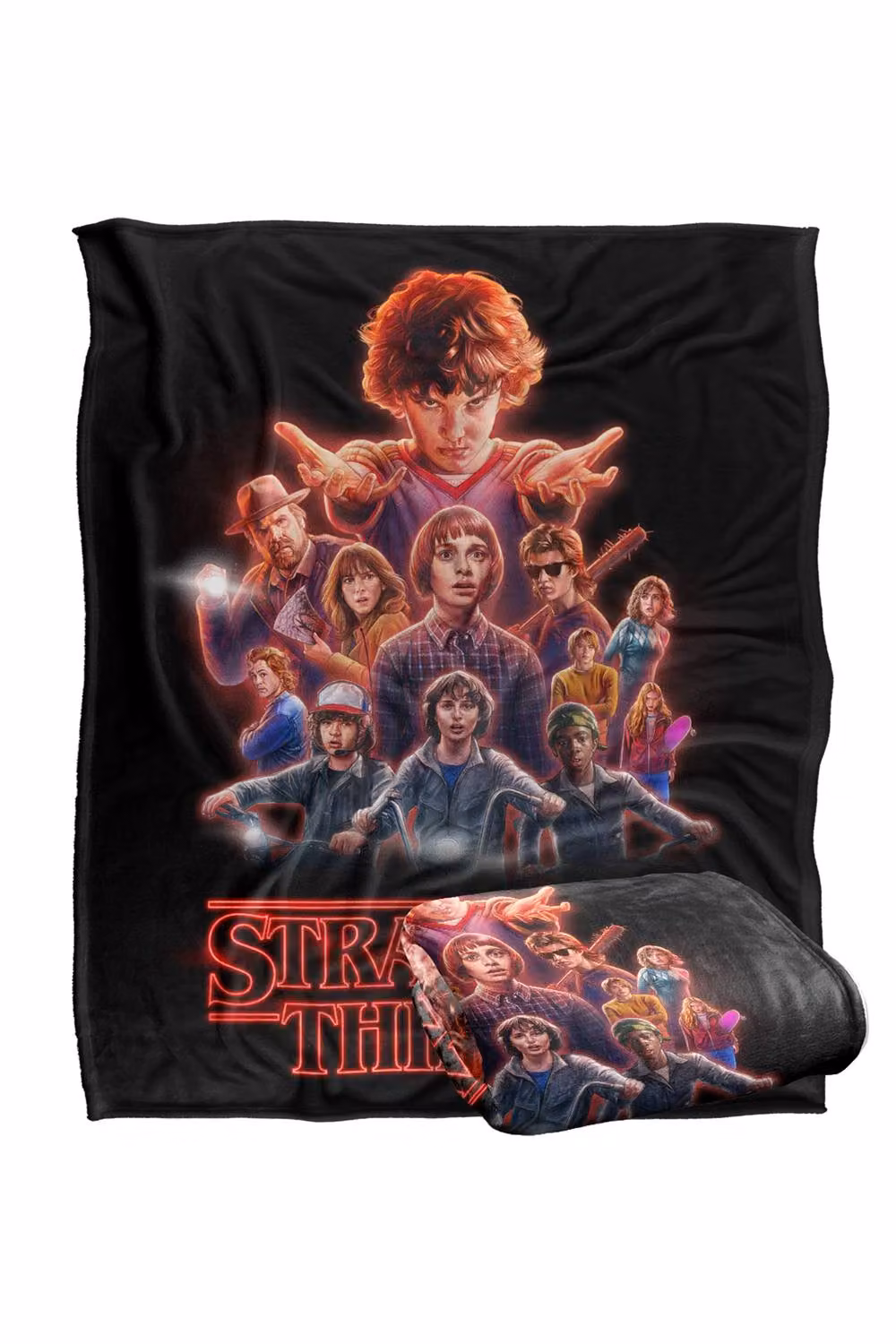 Stranger Things Season 2 Heroes Super Soft Fleece Throw Blanket, White and Multicolour, W: 152 cm, D: 127 cm – 2