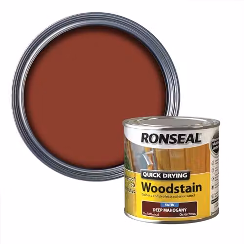 Ronseal Quick Drying Woodstain Satin Brown 250ml – 1