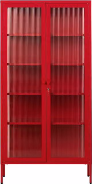 Mustard Made The Collector Glass Door Cabinet in Red, W/D/H: 85 x 40 x 170 cm