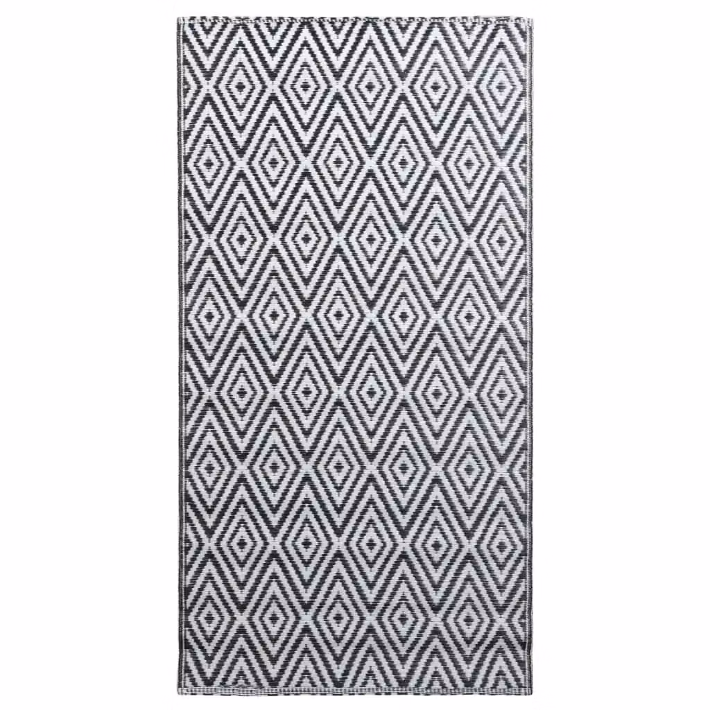 Berkfield Home Modern Outdoor Polypropylene Carpet in White and Black, W/D: 120 x 180 cm – 2