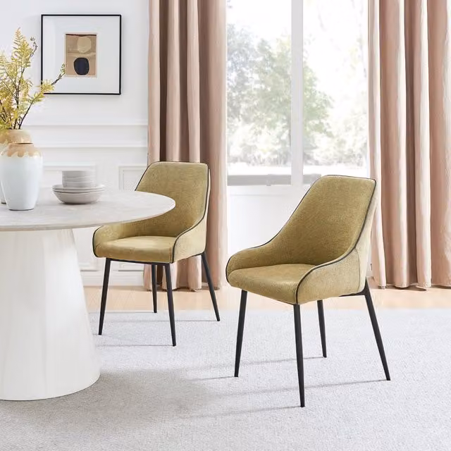FurnitureboxUK Beaumont Dining Chairs Set of 2 in Green with Black Metal Legs