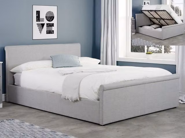 Birlea Stratus Grey Fabric Ottoman Bed Frame, W/D/H: 140 x 200 cm