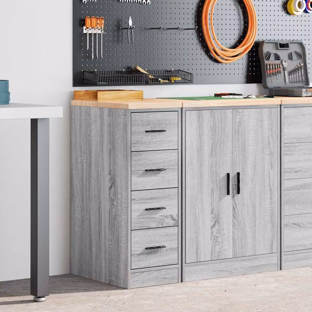 Berkfield Home Durable Garage Storage Cabinet in Grey Sonoma, Solid Pine Wood, W/D/H: 30 x 51 x 85 cm – 1