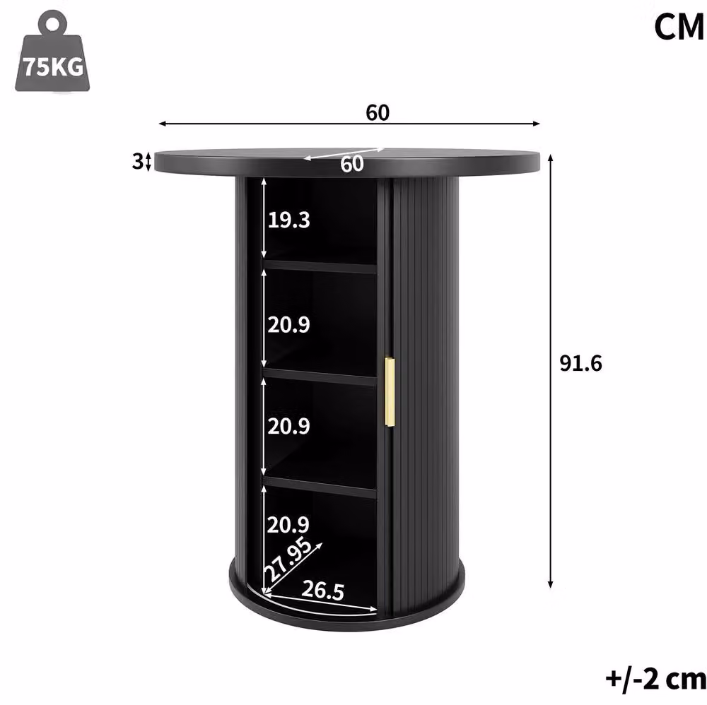 STILVORA Black Bar Table with Storage, W/D/H: 91.6 x 60.0 x 42.12 cm – 3