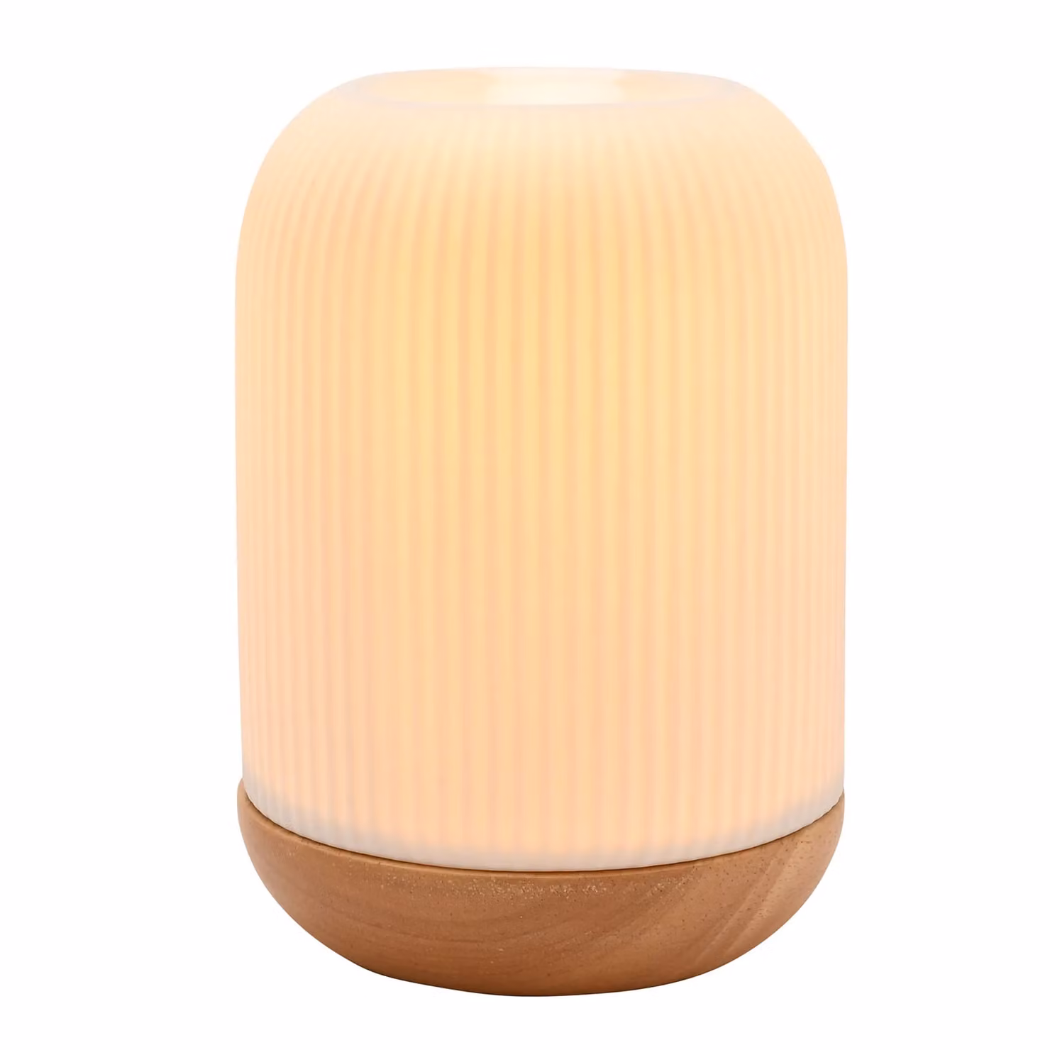 Hestia Striped Ceramic and Wood Tabletop Aroma Lamp in White – 2