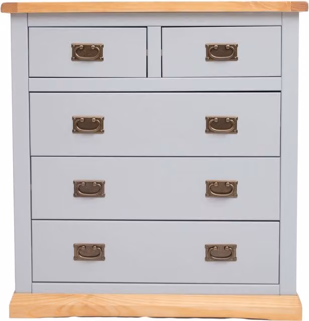 Cabinet Bits Bomporto 5 Drawer Chest of Drawers in Grey with Gold Handles