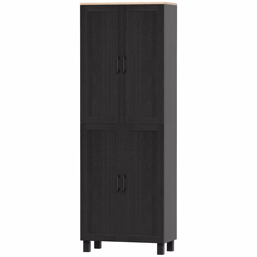 STILVORA Modern Black Matt Kitchen Cupboard with 4 Hinged Doors and Internal Shelves – 4