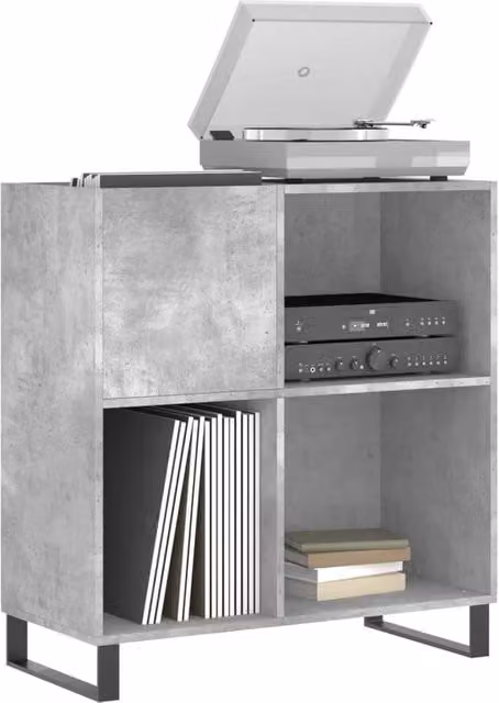 Berkfield Home Record Cabinet in Concrete Grey, W: 84.5 cm, D: 38 cm, H: 89 cm – 1