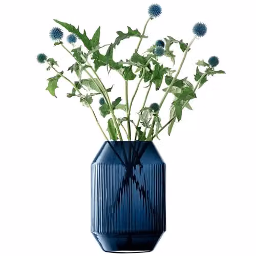 LSA International Rotunda Blue Glass Lantern and Vase, Height: 26 cm