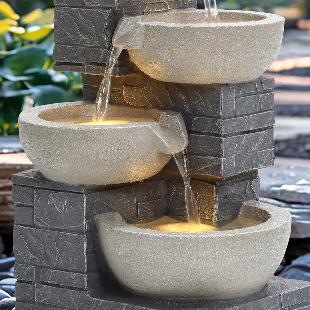 Charles Bentley 4 Tier Cascading Mains Water Feature in Grey – 3