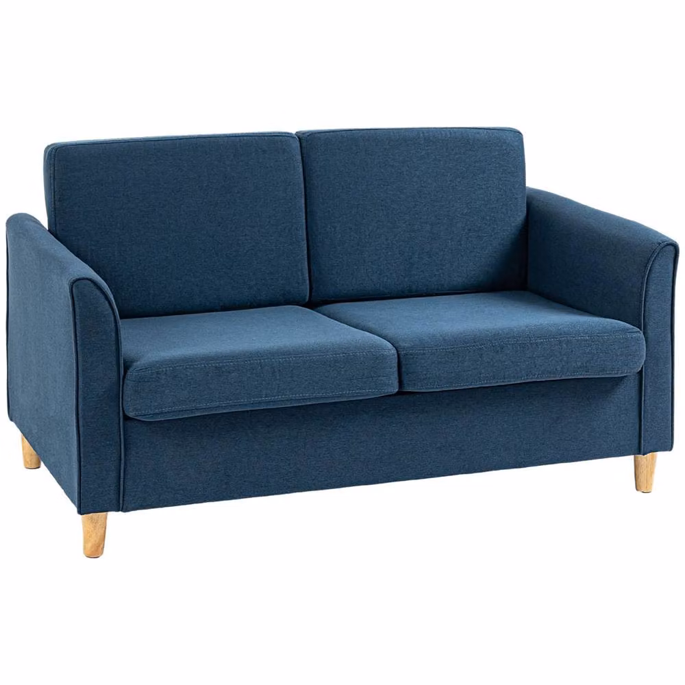 Wyld Haus Dilita 2 Seater Compact Sofa in Blue with Solid Wood Frame and Removable Fabric Covers, W: 141 cm, H: 78 cm, D: 82 cm – 2