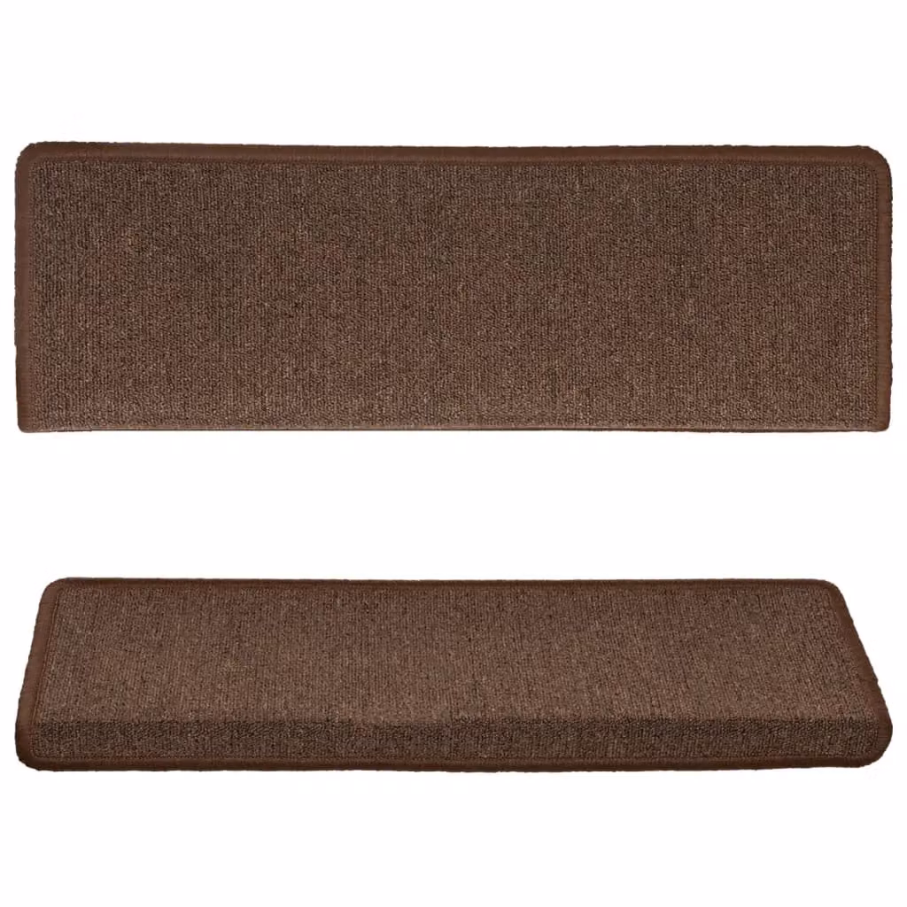 Berkfield Home Non-Slip Self-Adhesive Carpet Stair Treads, 15 Pieces, Brown, W: 65 cm, D: 21 cm, H: 4 cm – 3