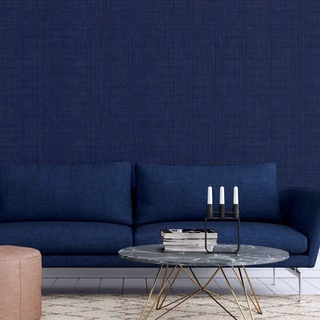 Arthouse Weave Texture Plain Blue Wallpaper – 1
