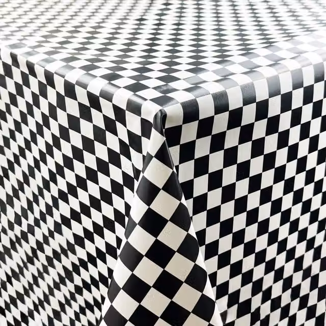 Terrys Black Checked Wipe Clean PVC and Polyester Tablecloth