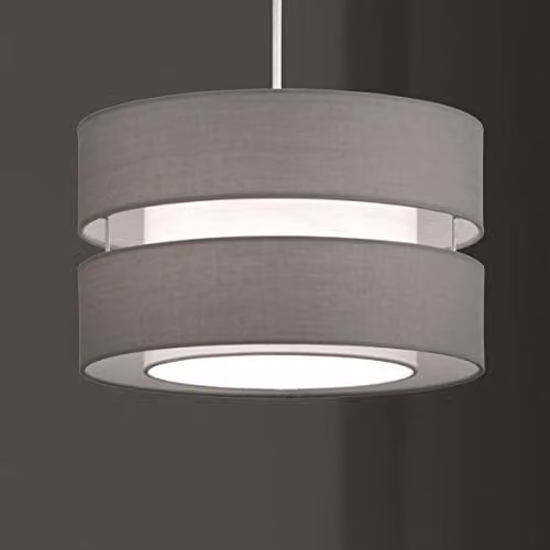 K LIVING Layer Fabric Ceiling Pendant Light Shade in Grey