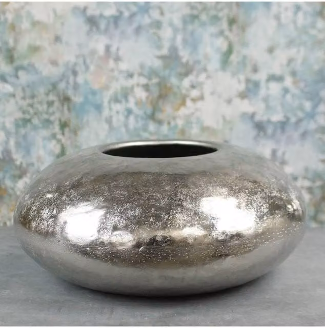 KDMD Mayfair Pebble XL Indoor Tabletop Planter in Silver and Bronze Metal