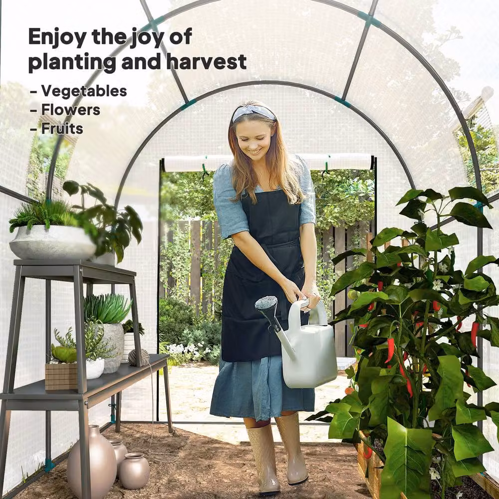STILVORA White Polytunnel Greenhouse with Mesh Windows, W/D/H: 180 x 180 x 200 cm – 4