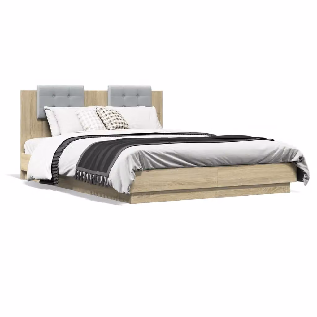 Berkfield Home Sonoma Oak King Size Bed Frame in Brown, W: 150 cm, D: 200 cm – 2