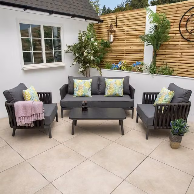 Bracken Outdoors Maldives Modern Rope and Aluminium Lounge Sofa Set in Dark Grey