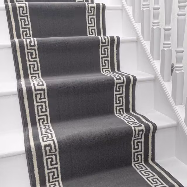 runrug Grey Key Stair Carpet Runner W: 60 cm, L: 660 cm – 1