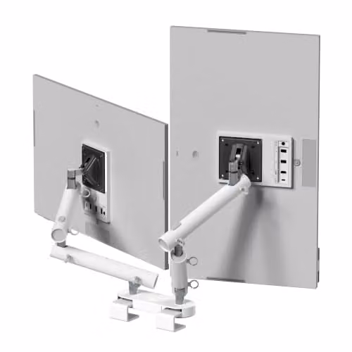 MIRO Dual Monitor Arm Desk Mount, VESA Compatible Double Monitor Stand with C-Clamp and Adjustable Gas Spring Arms for 17–32 inch Screens – 1