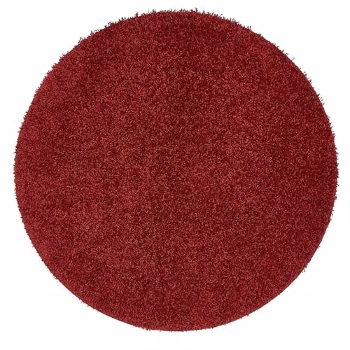 My Mat Red Round Non-Slip Washable Shaggy Pile Rug, Diameter: 100 cm – 1