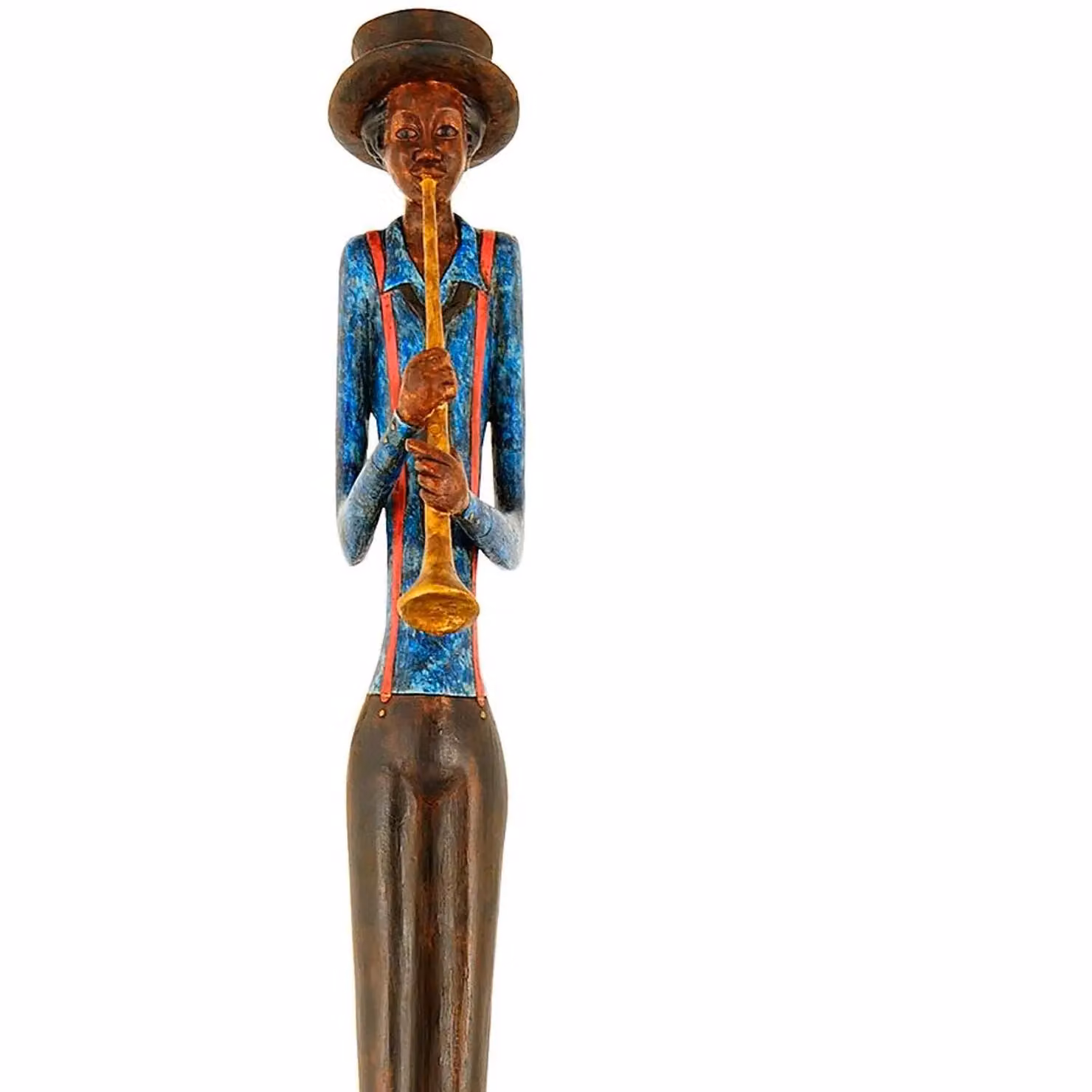 Hill Interiors Standing Jazz Band Trumpeter Figurine in Brown and Multicolour – 2