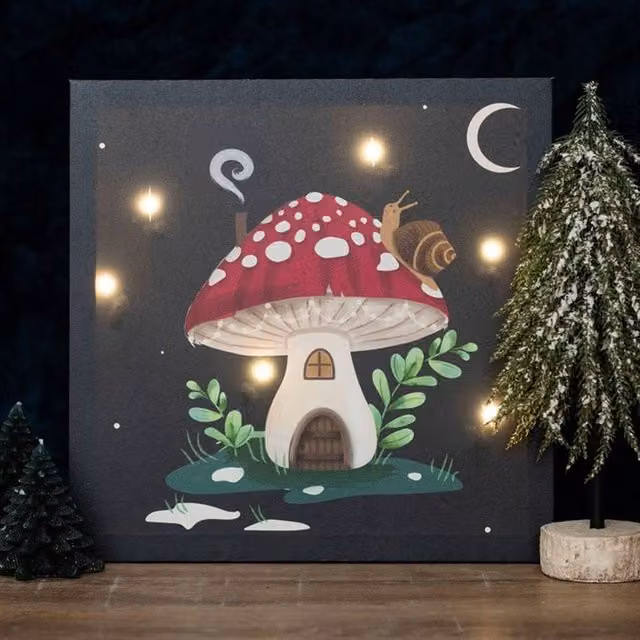 Uniqueful Gnome Sweet Gnome Light Up Multicolour Canvas Wall Plaque – 1
