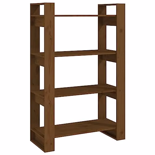 vidaXL Rustic Solid Wood Book Cabinet and Room Divider in Brown, W/D/H: 80 x 35 x 125 cm – 1