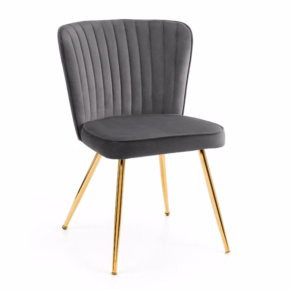 Cheshire Orleans Set of 2 Grey Velvet Dining Chairs with Metal Legs – 2