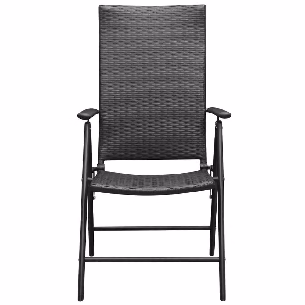 Berkfield Home Set of 2 Stackable Poly Rattan Garden Chairs with Powder Coated Aluminium Frame in Black – 3