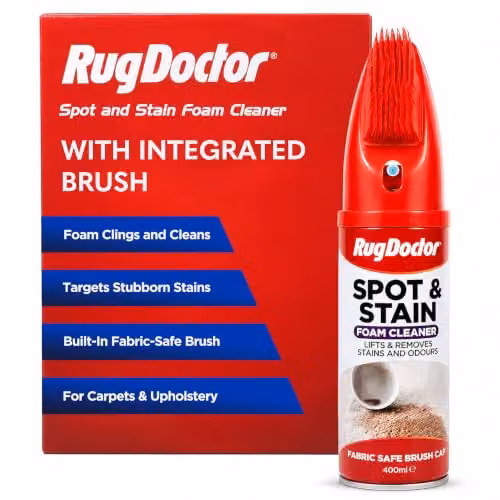 Rug Doctor Spot and Stain Foam Cleaner with Integrated Brush, 400ml for Fabric, Upholstery and Carpet Stains – 1