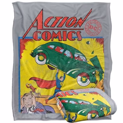 Warner Bros. Superman Action Comics Silky Touch Super Soft Fleece Throw Blanket, Multicolour, W/D/H: 127 x 152 x 1 cm