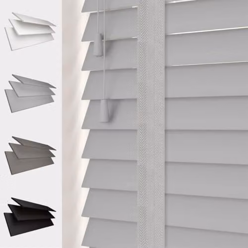 Caecus Grey Faux Wood Venetian Blind, Width: 210 cm, Drop: 160 cm