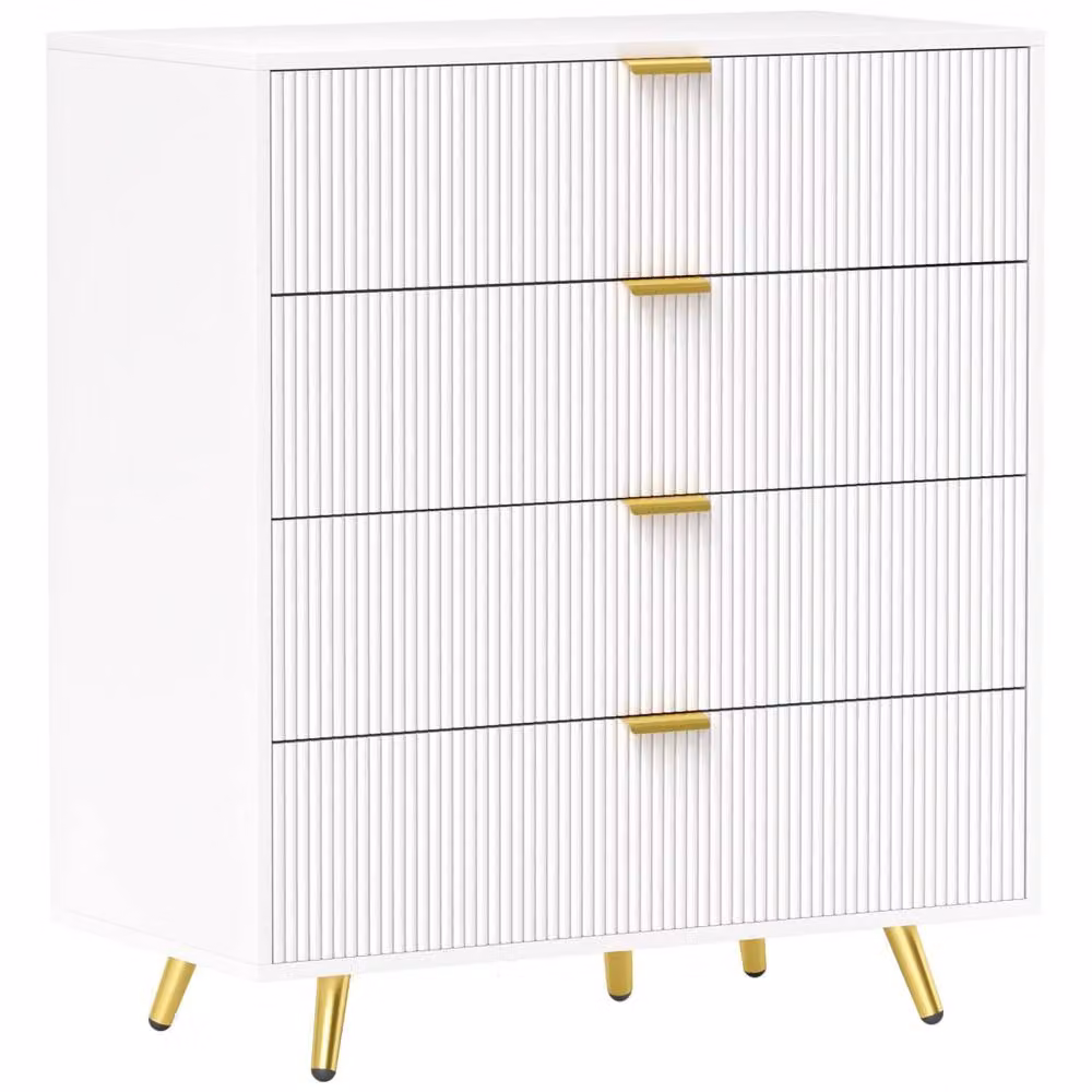 Wyld Haus Refa White 4 Drawer Bedside Table W/D/H: 40 x 40 x 90 cm – 2