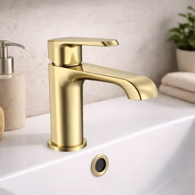 Bathroom Kingdom Montana Single Lever Basin Mixer Tap in Brushed Brass Gold