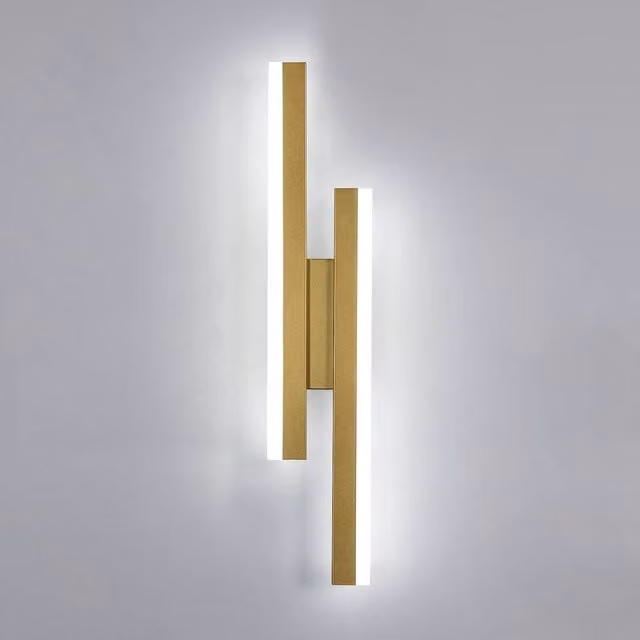 Pheashine Elegant 16W Acrylic and Metal Wall Light in Gold with 6500K Cool White Light