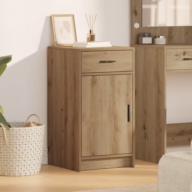 Berkfield Home Artisan Oak Sideboard in Brown, W/D/H: 40 x 41 x 75 cm – 1