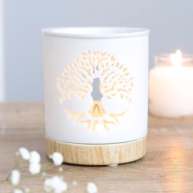 Something Different Tree of Life Ceramic Oil Burner in White