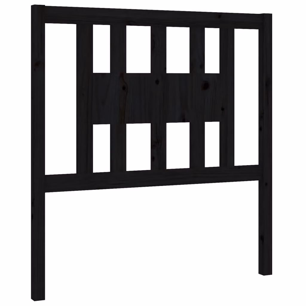 Berkfield Home Black Rustic Solid Wood Pine Headboard W: 96 cm, D: 4 cm, H: 100 cm – 2