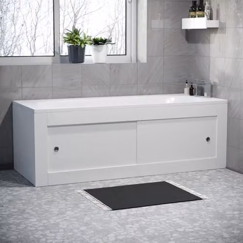 Nes Home White Waterproof 2 Sliding Door Bath Front Panel with Plinth, 170 cm – 1