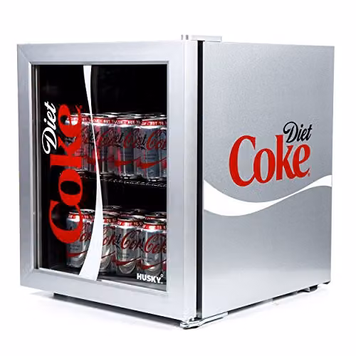 Husky Diet Coke Design Mini Fridge in Silver with Glass Door – 2