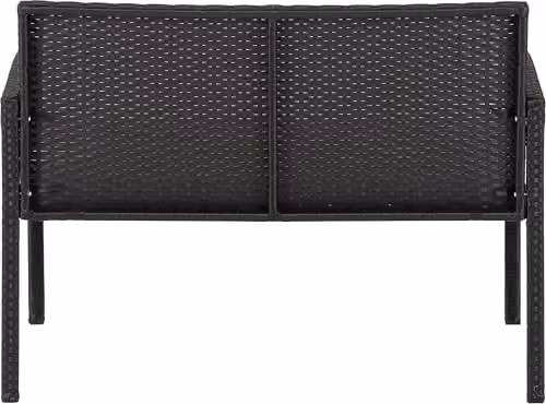 Seconique Cedar 4 Piece Garden Set in Black Rattan with Grey Fabric and Black Glass – 4