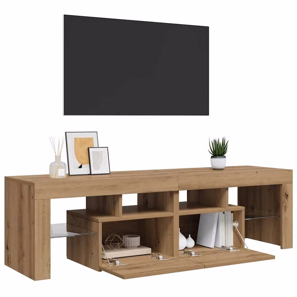 Berkfield Home Artisan Oak TV Cabinet with Integrated LED Lights, Brown, W: 140 cm, D: 36.5 cm, H: 40 cm – 5