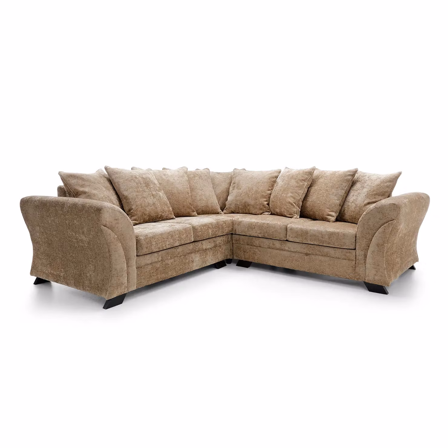 Abakus Direct Farrow Left Facing L-Shaped Corner Sofa in Brown Crushed Chenille with Scatter Cushions, W: 230 cm x D: 85 cm x H: 85 cm – 2