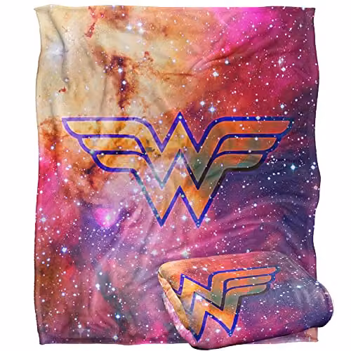 Logovision Justice League Wonder Woman Wonder Galaxy Silky Touch Super Soft Fleece Throw Blanket, W/D/H: 152 x 127 cm, Multicolour and White – 1