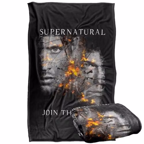 LOGOVISION Supernatural Sam Dean Cracking Portraits Super Soft Fleece Throw Blanket, Multicolour, W: 91 x D: 147 cm – 1