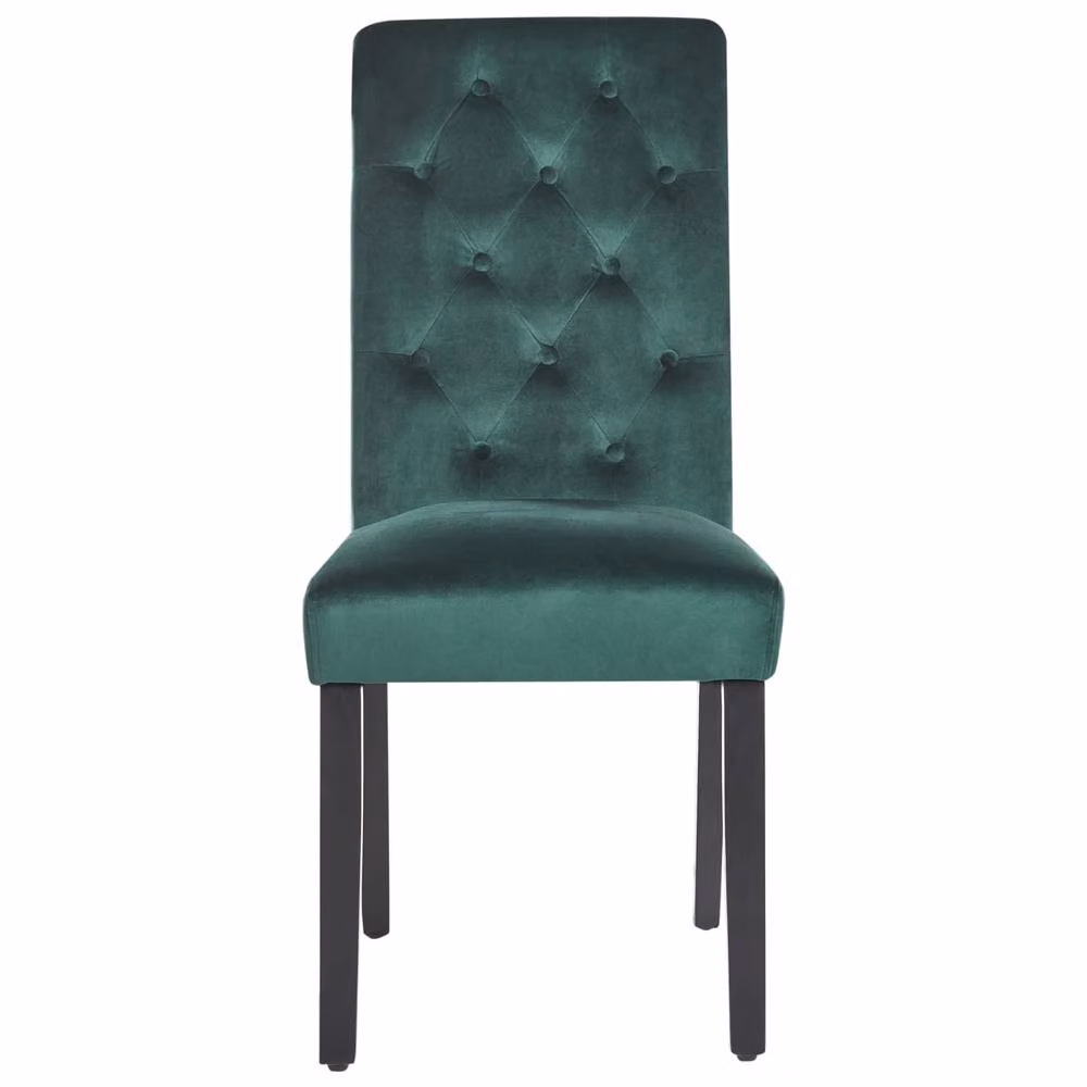Wyld and Coco Emerald Green Velvet Button Tufted Dining Chairs, Set of 2 – 3